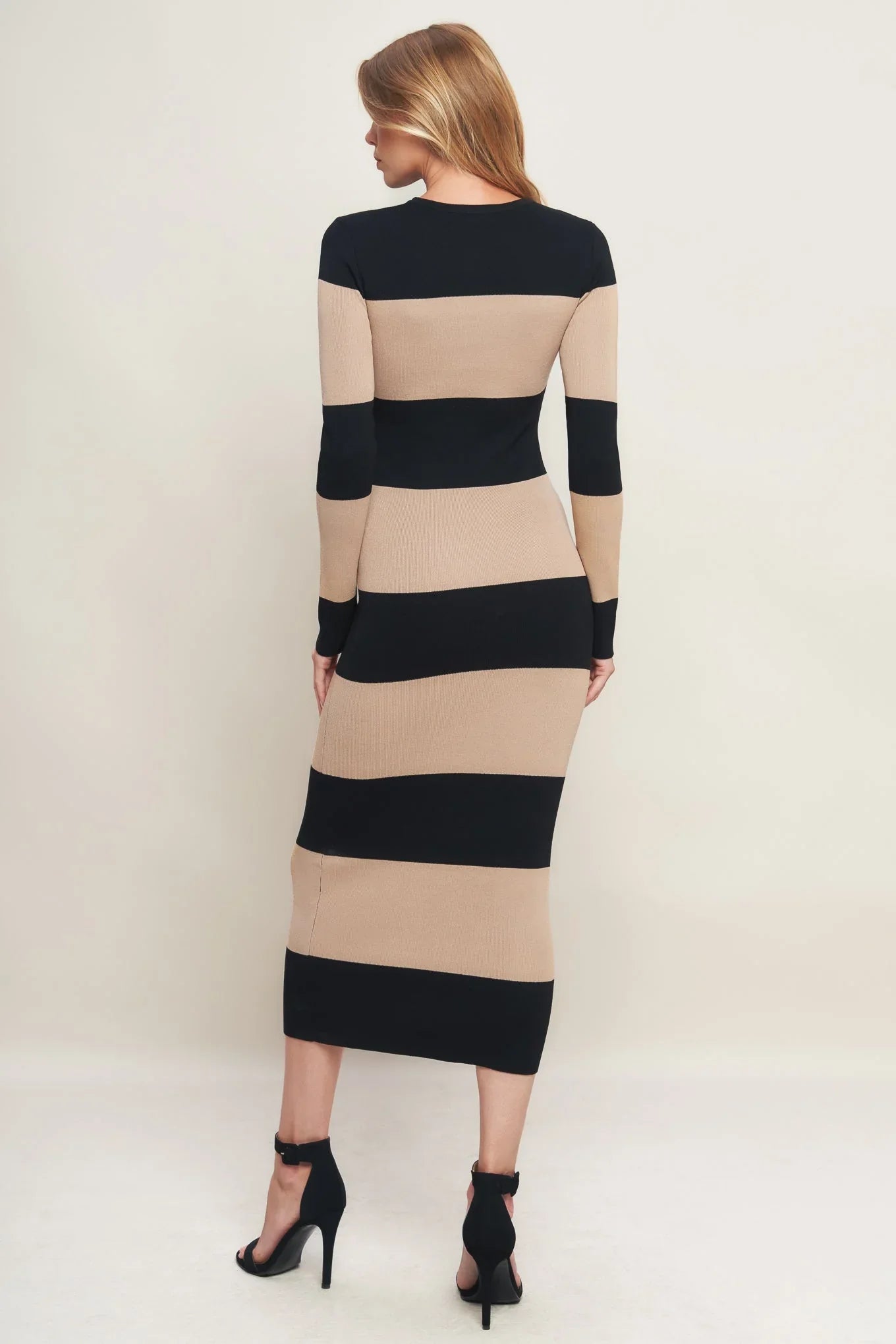 MODERN ATTITUDE STRIPE LONG SLEEVE SWEATER DRESS