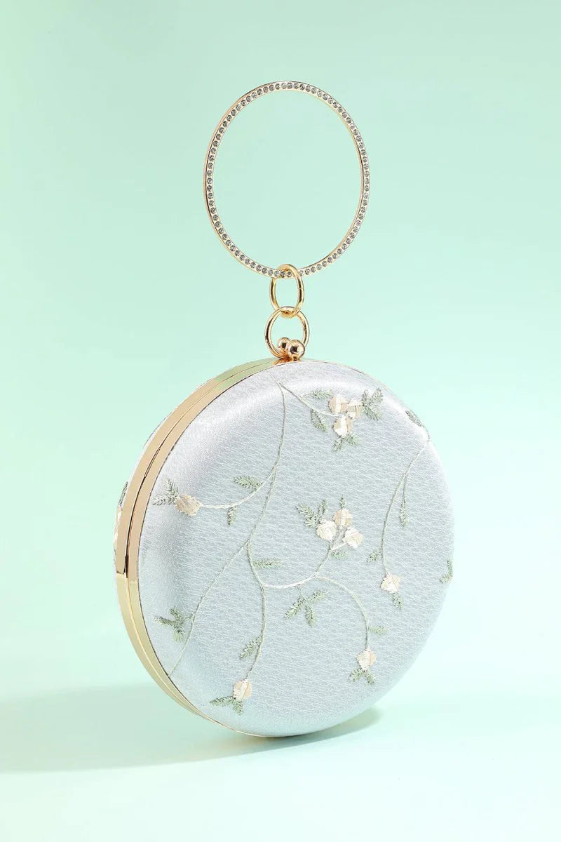 White Embroidery Handbag
