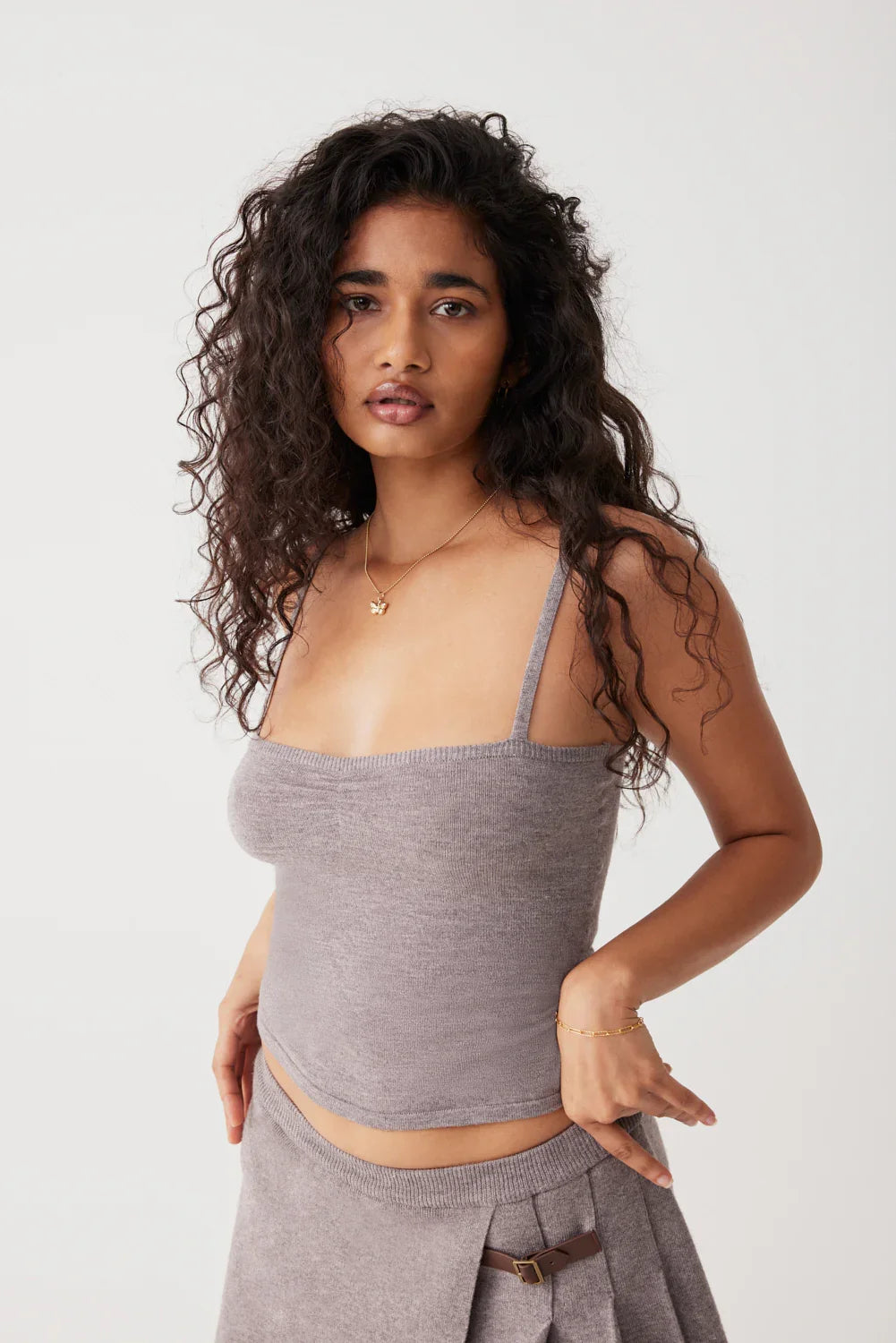 Carmen Lightweight Knit Tank Dark Pearl