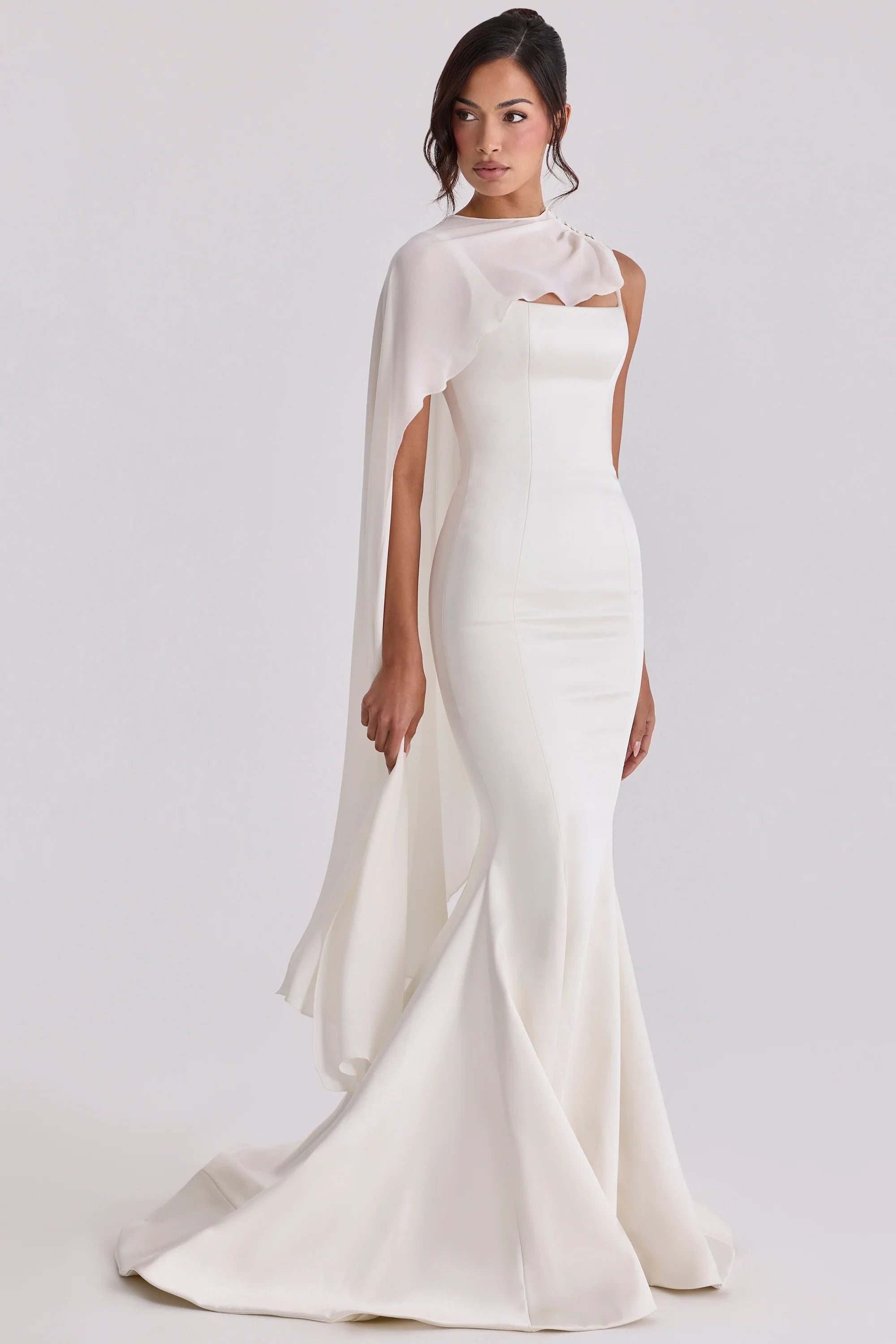 ivory draped pure silk asymmetric shawl