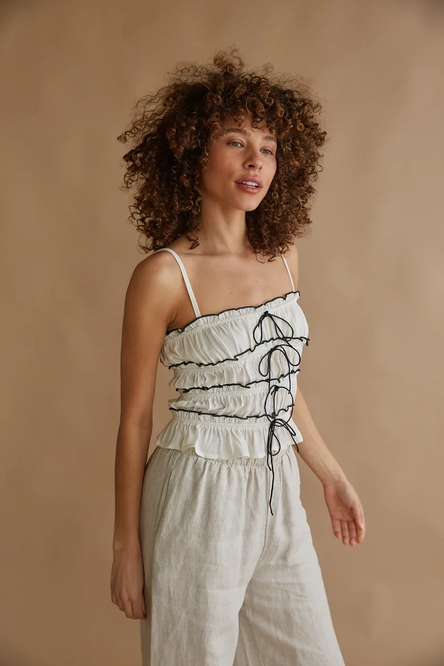 Alicia Ruffle Smocked Bow Top
