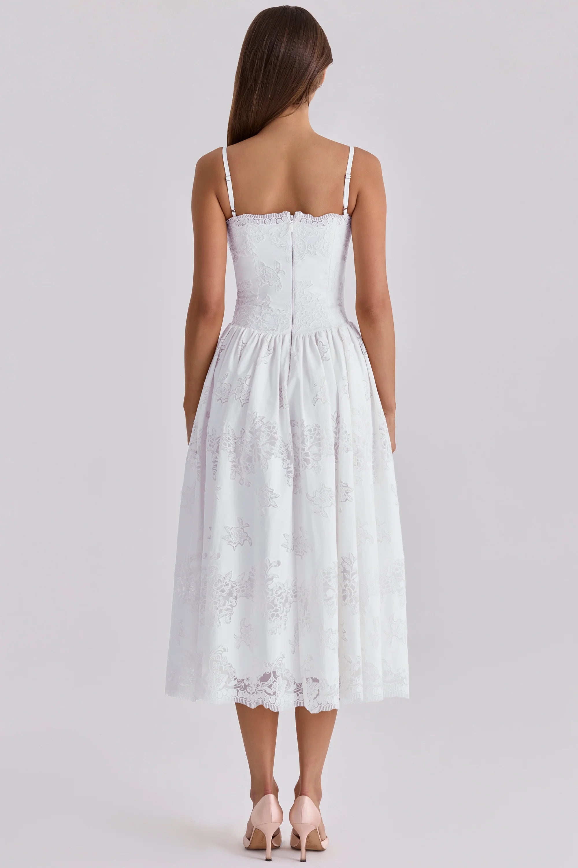 white custom lace cotton midi sundress