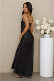 The Evelina Satin Maxi Dress Black