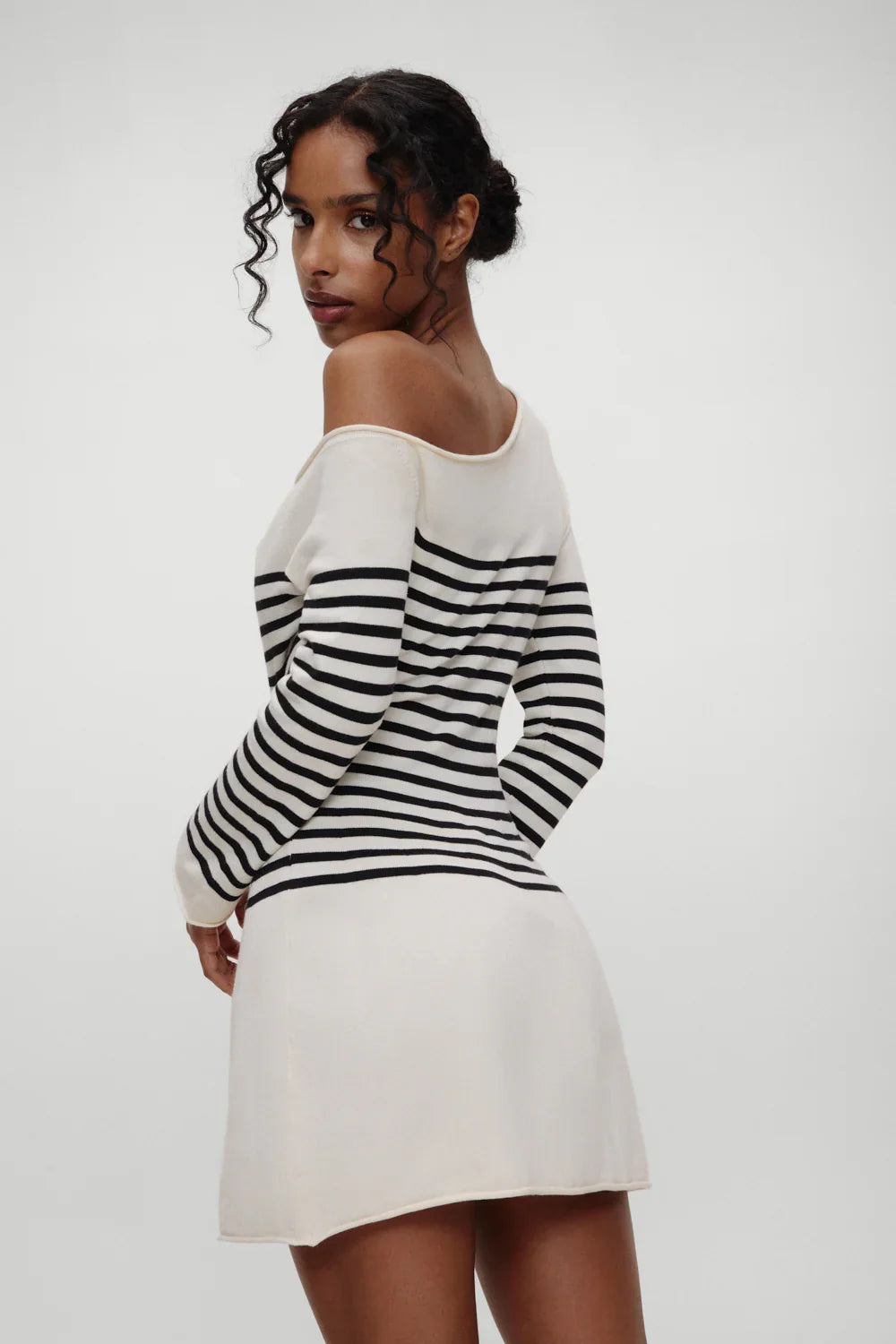Boardwalk Off Shoulder Mini Dress Ivory