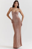 cafe au lait sequin maxi dress