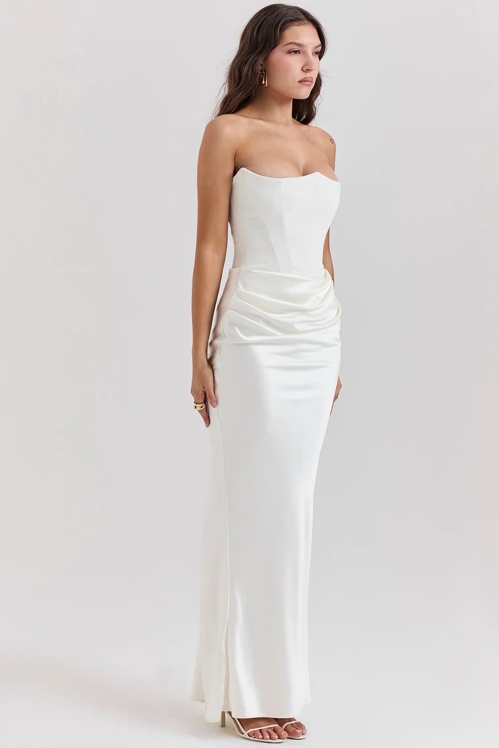 ivory strapless corset dress