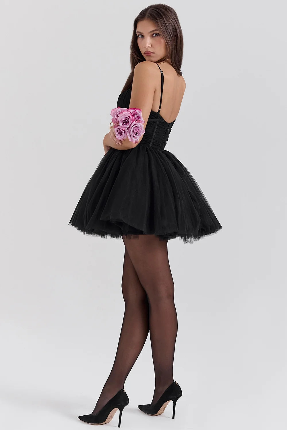 black tulle mini dress sale