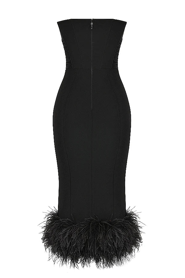 black strapless corset dress