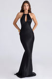 black satin maxi dress