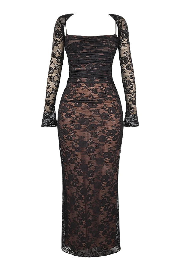 black lace maxi dress