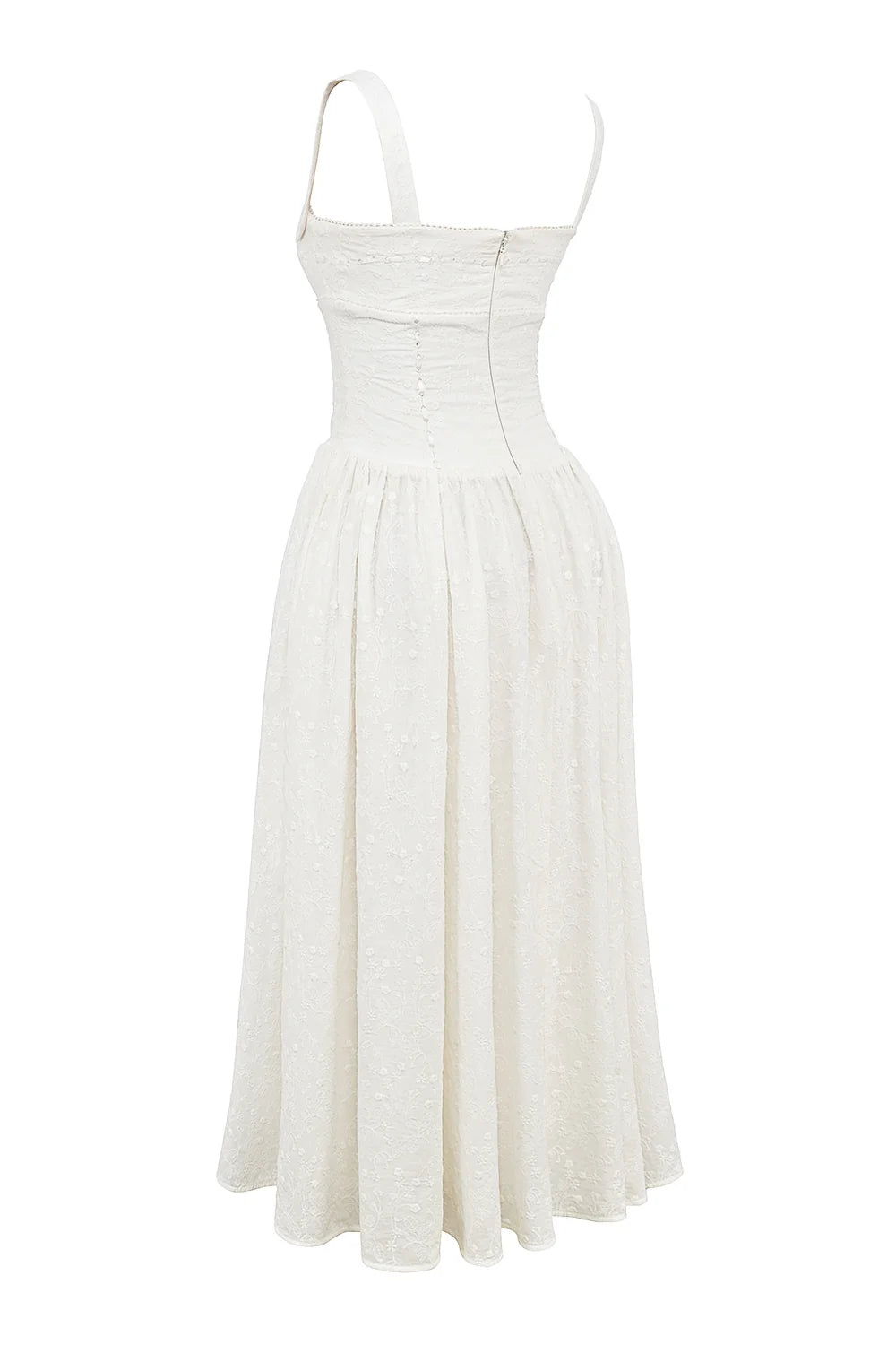 white broderie anglais midi sundress