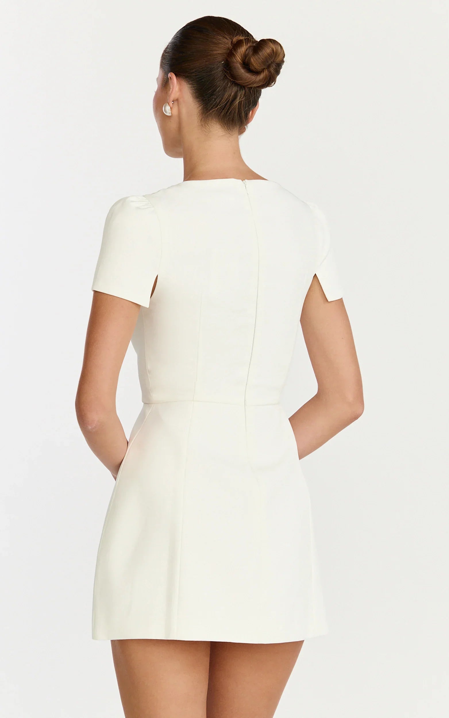 Zinnia Mini Dress Square Neck Tulip Dress in White