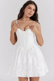 white jacquard corset mini dress