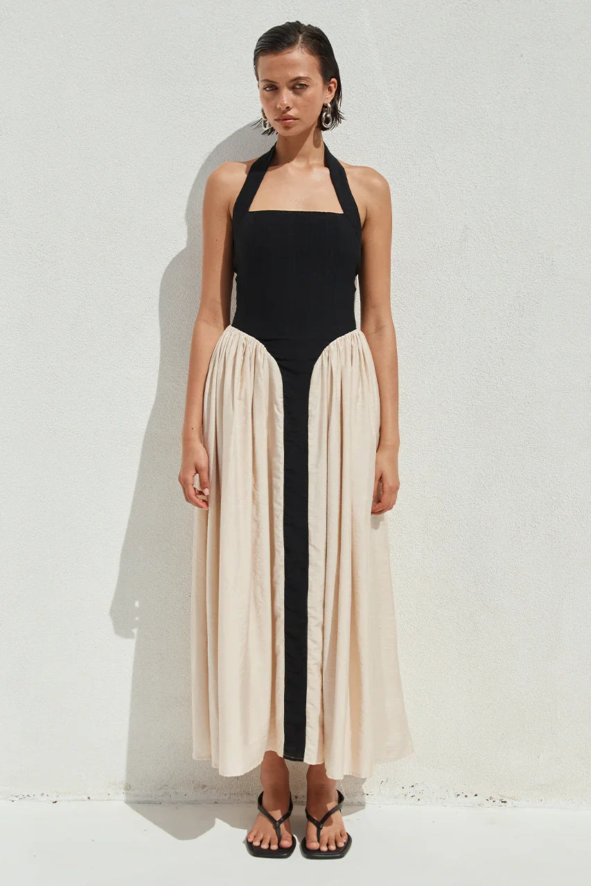 SAMMI MIDI DRESS BLACK CREAM