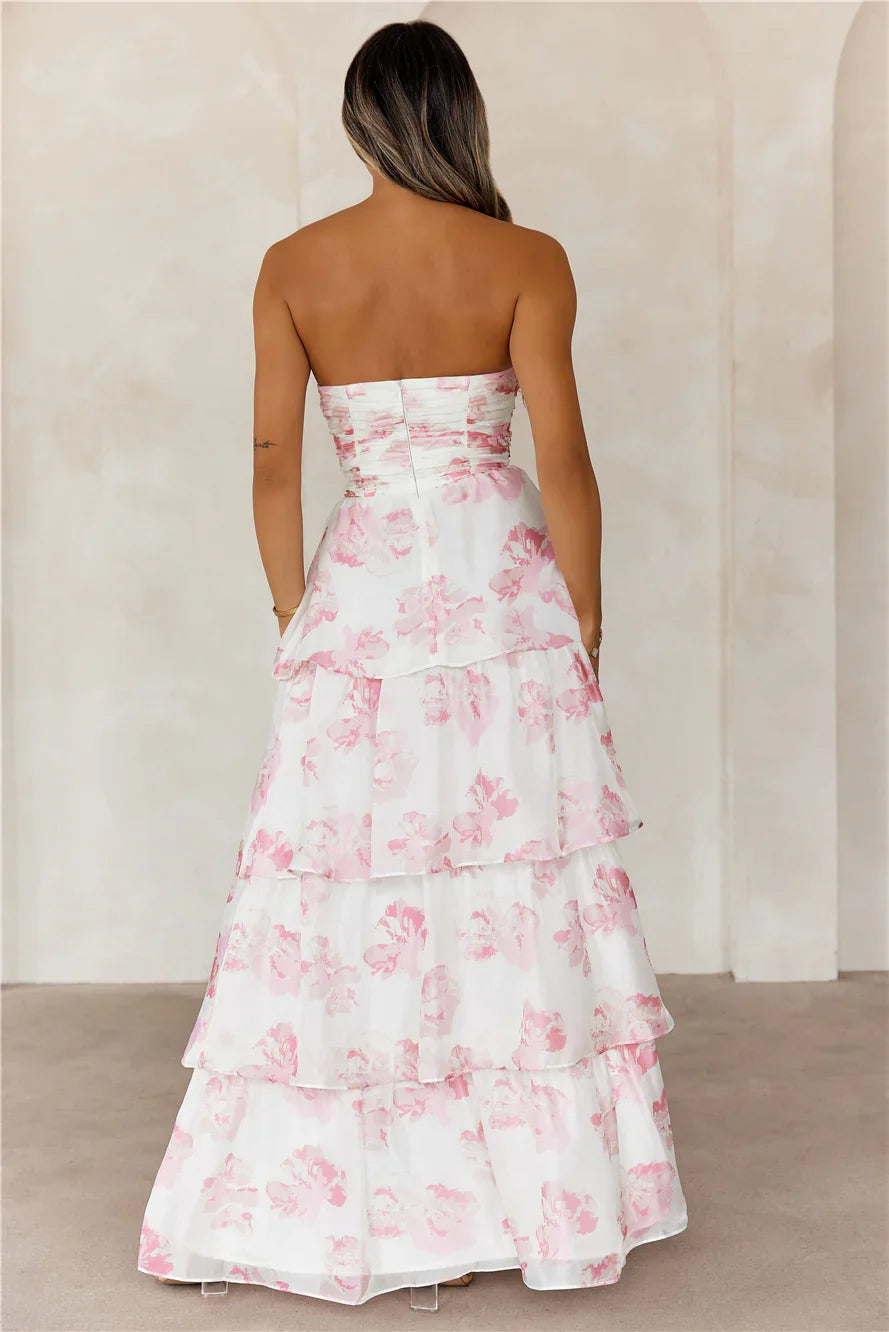 Sunlit Serendipity Strapless Maxi Dress Floral
