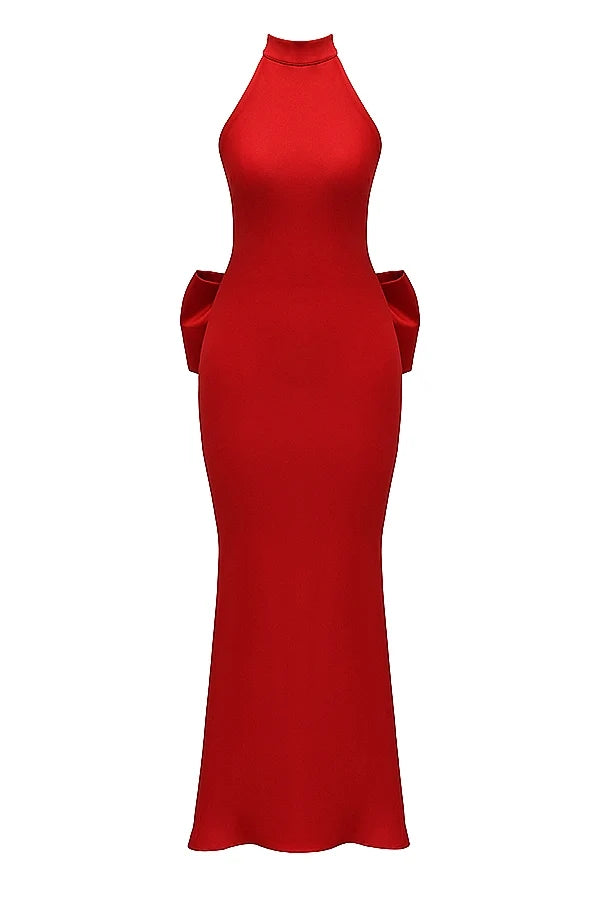 red bow halter dress