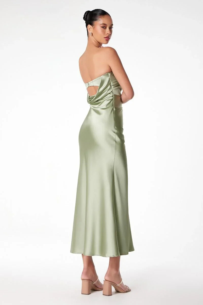 Ruthie Satin Strapless Maxi Dress
