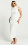 Aleks Midi Dress High Neck Bodycon Dress in Off White
