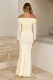 Glam Mesh Off Shoulder Maxi Dress Yellow