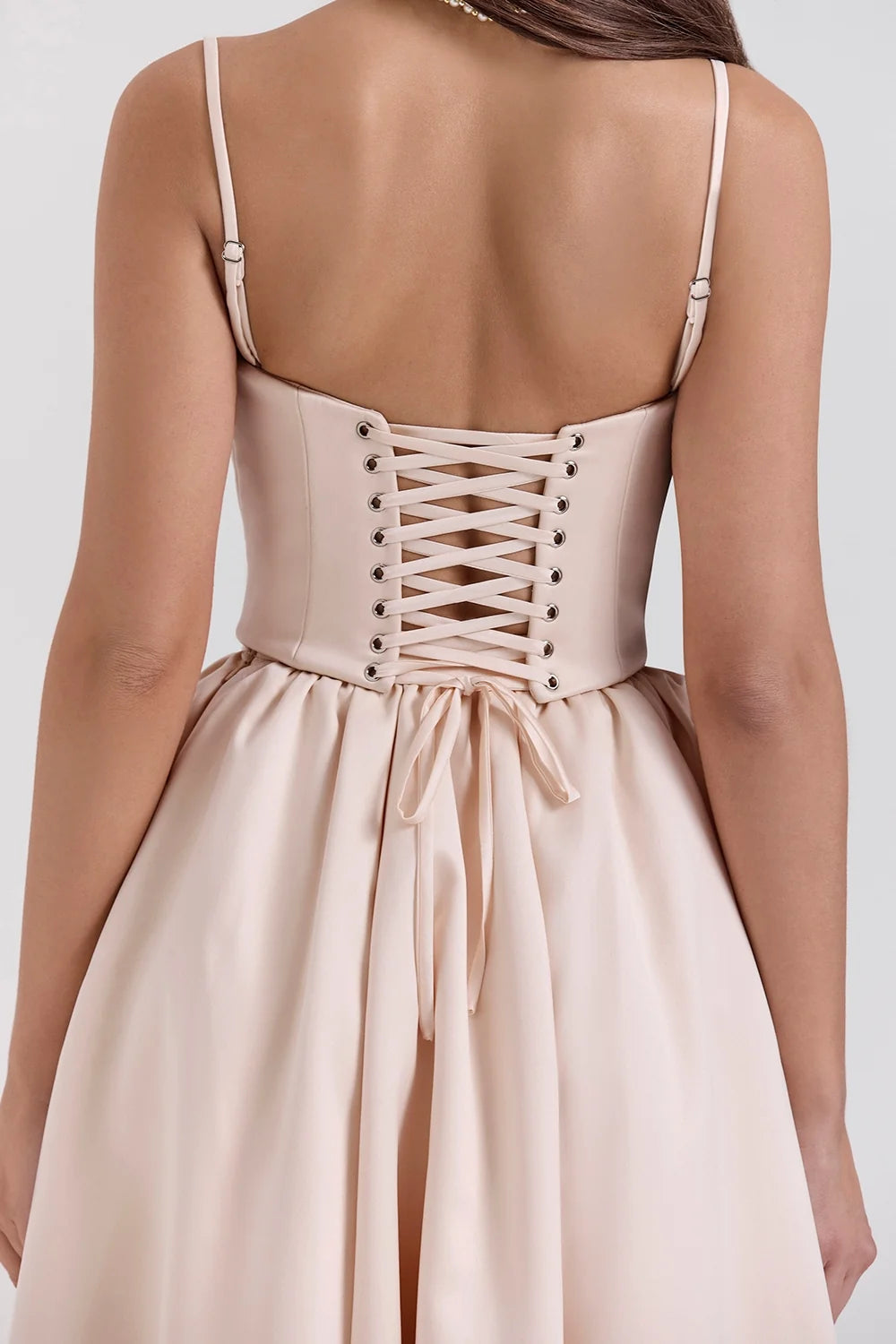 peach satin corset and skirt sale