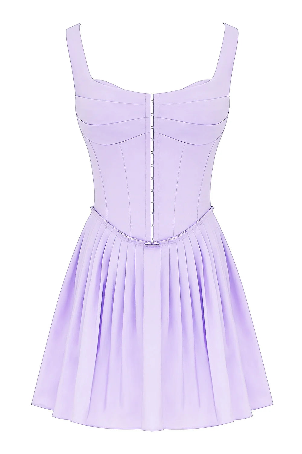orchid pleated cotton mini dress