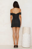 Dainty Number Off Shoulder Lace Mini Dress Black