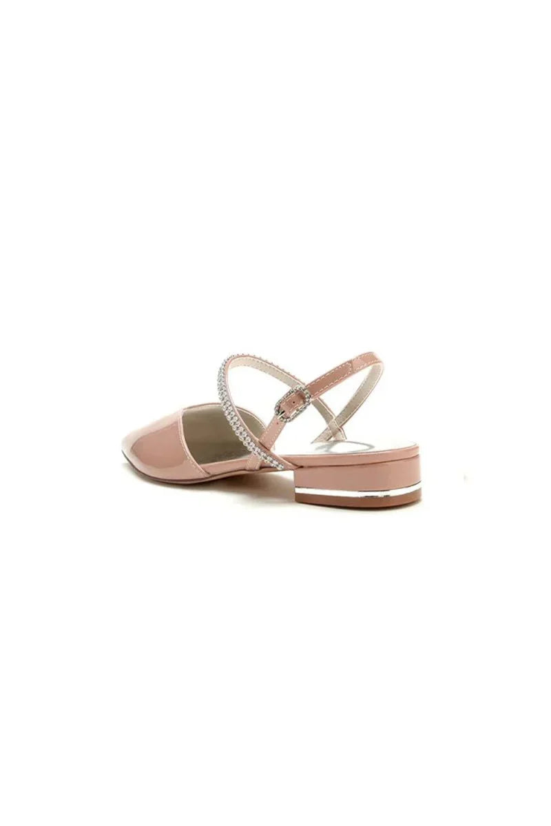 Nude Pink High Heels with Silver Trim