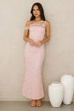 Wild Berry Whimsy Lace Off Shoulder Maxi Dress Pink
