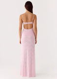 Natty Lace Mesh Maxi Dress Petal Pink