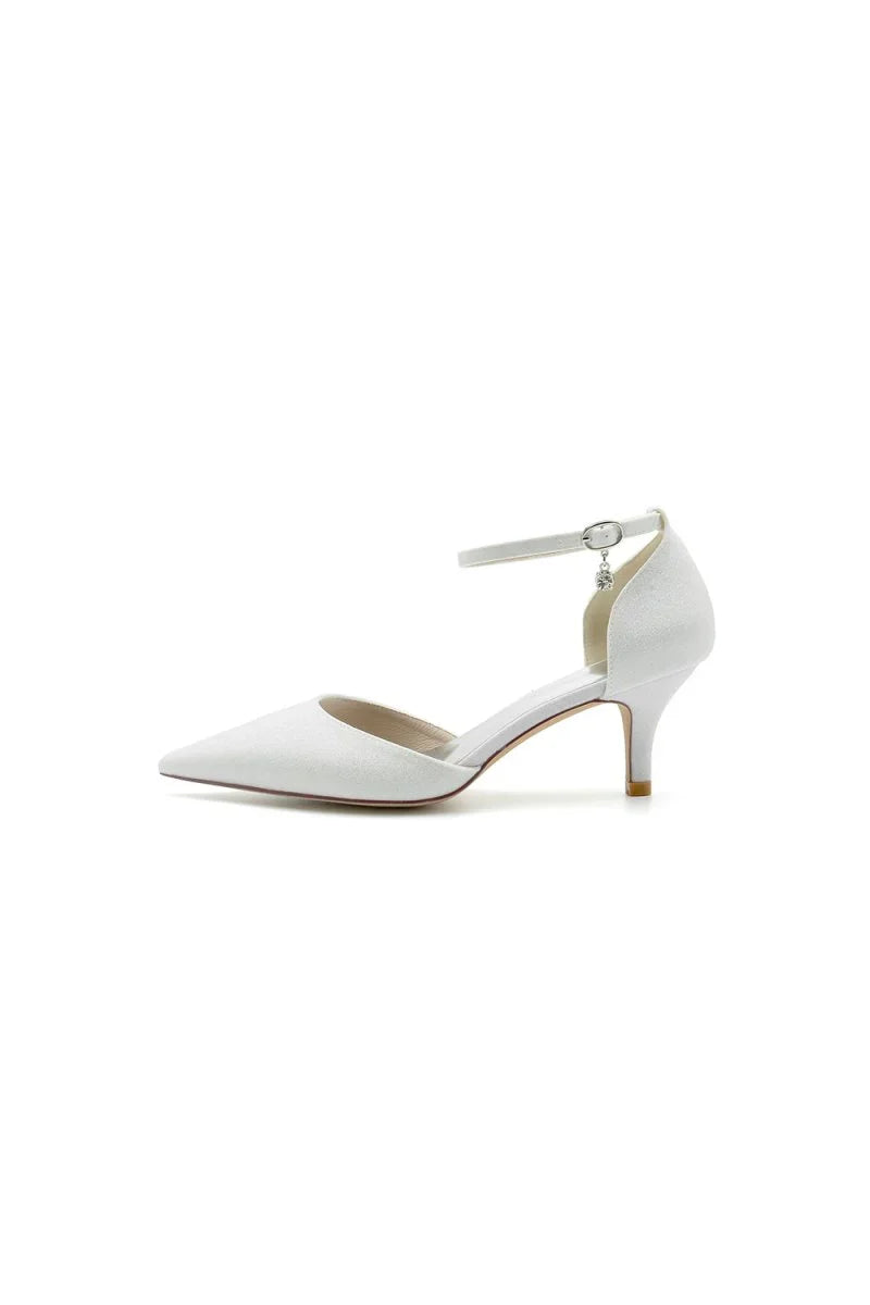 Glitter Pointed Toe Wedding Shoes with Ankle Strap