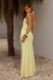 HALSTON HALTER MAXI DRESS LEMON