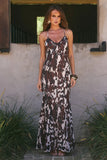 AMINAH V NECK CROSS BACK MAXI DRESS SHILOH BROWN