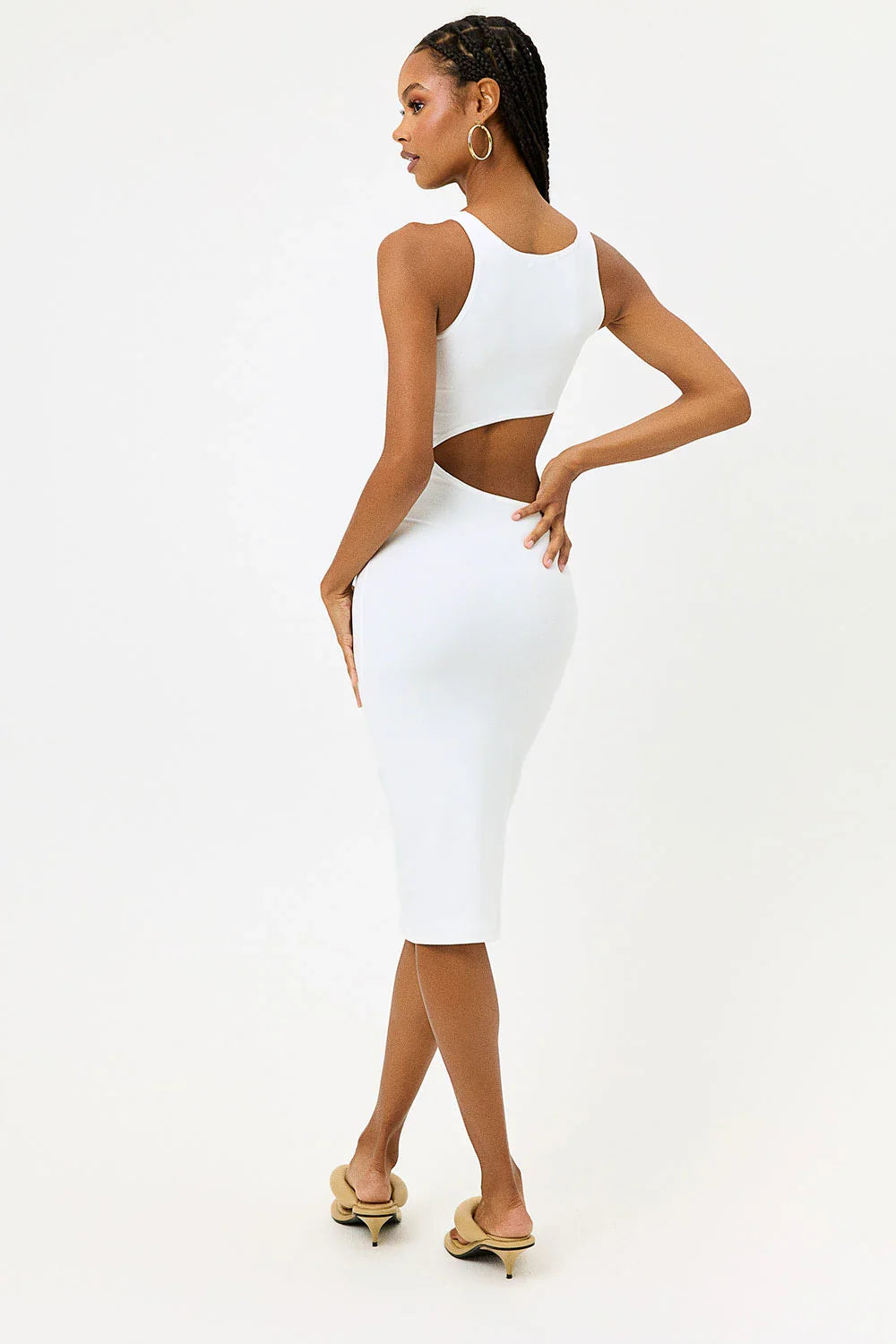 Twelve Terry High Neck Dress White