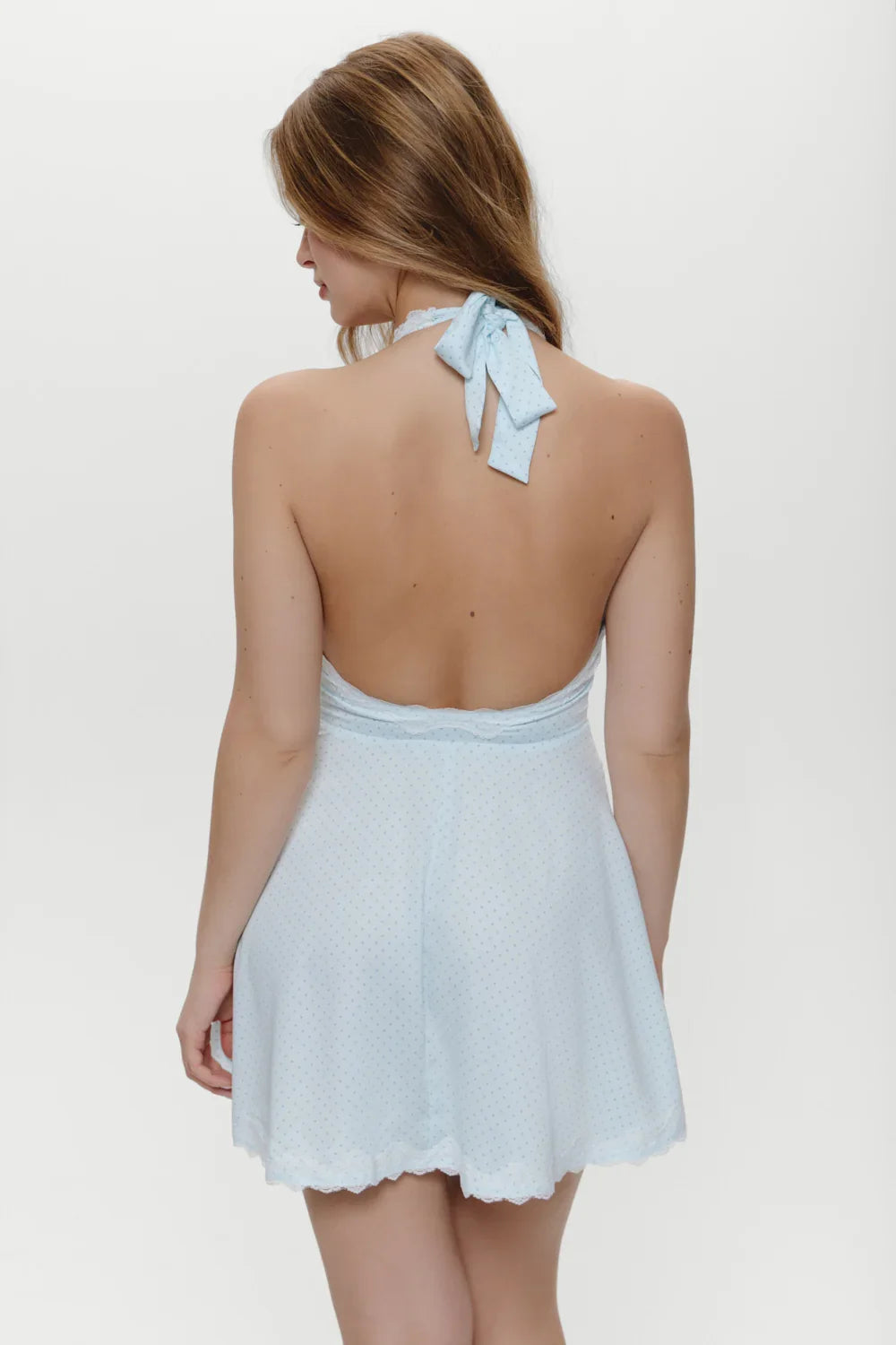 Audrey Satin Mini Dress Sweet Pea Blue