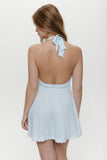Audrey Satin Mini Dress Sweet Pea Blue