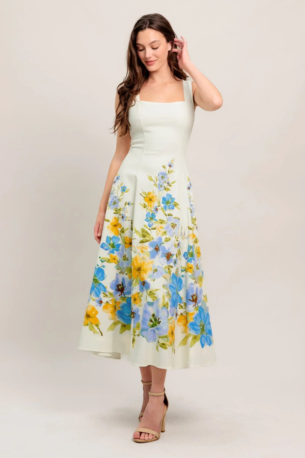 DREAMING OF THE COAST FLORAL MIDI DRESS