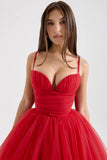holly red tulle mini dress