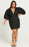Miley Mini Dress V Neck Bodycon Dress in Black