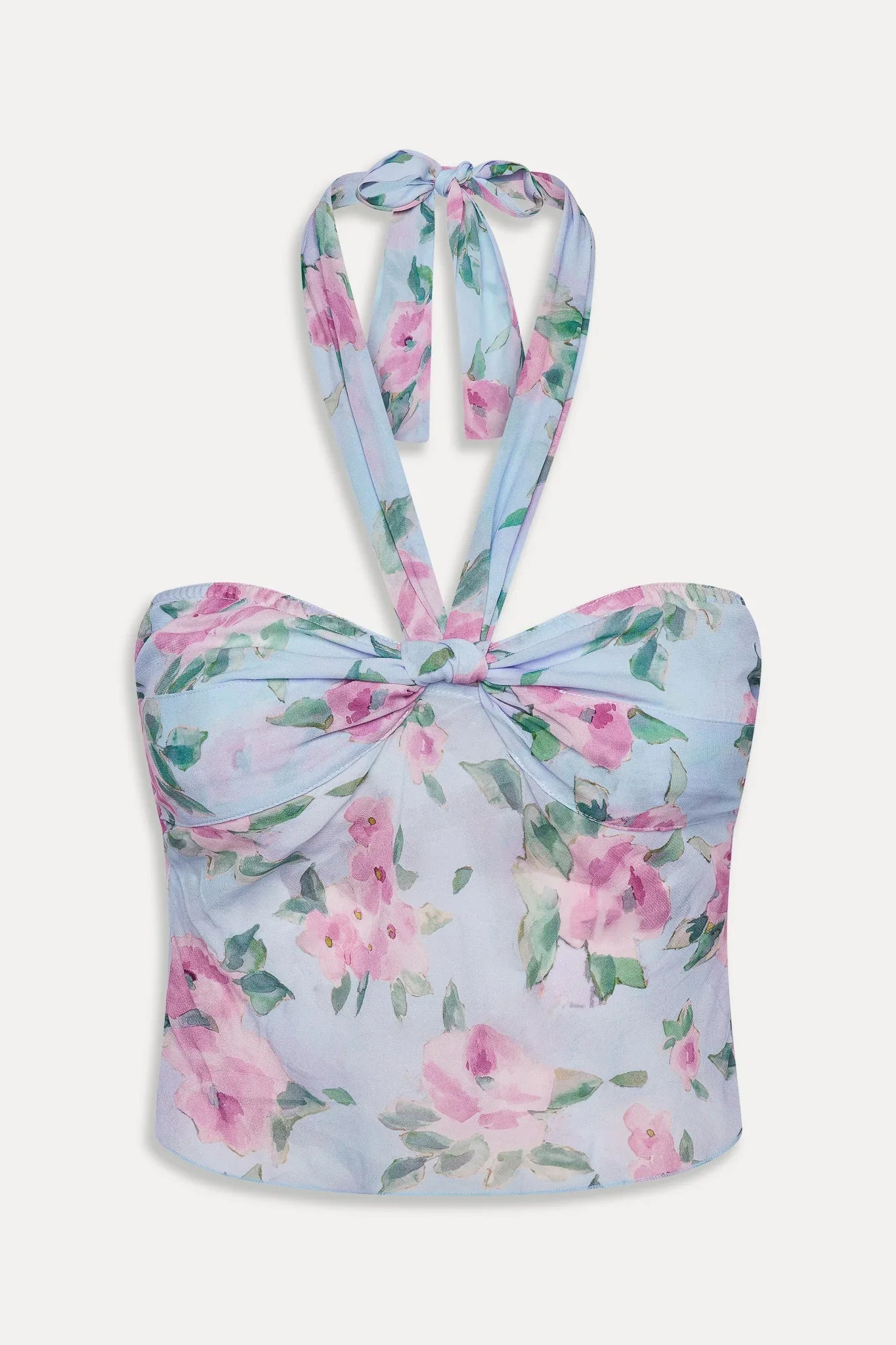 Maribel Floral Halter Top Watercolor