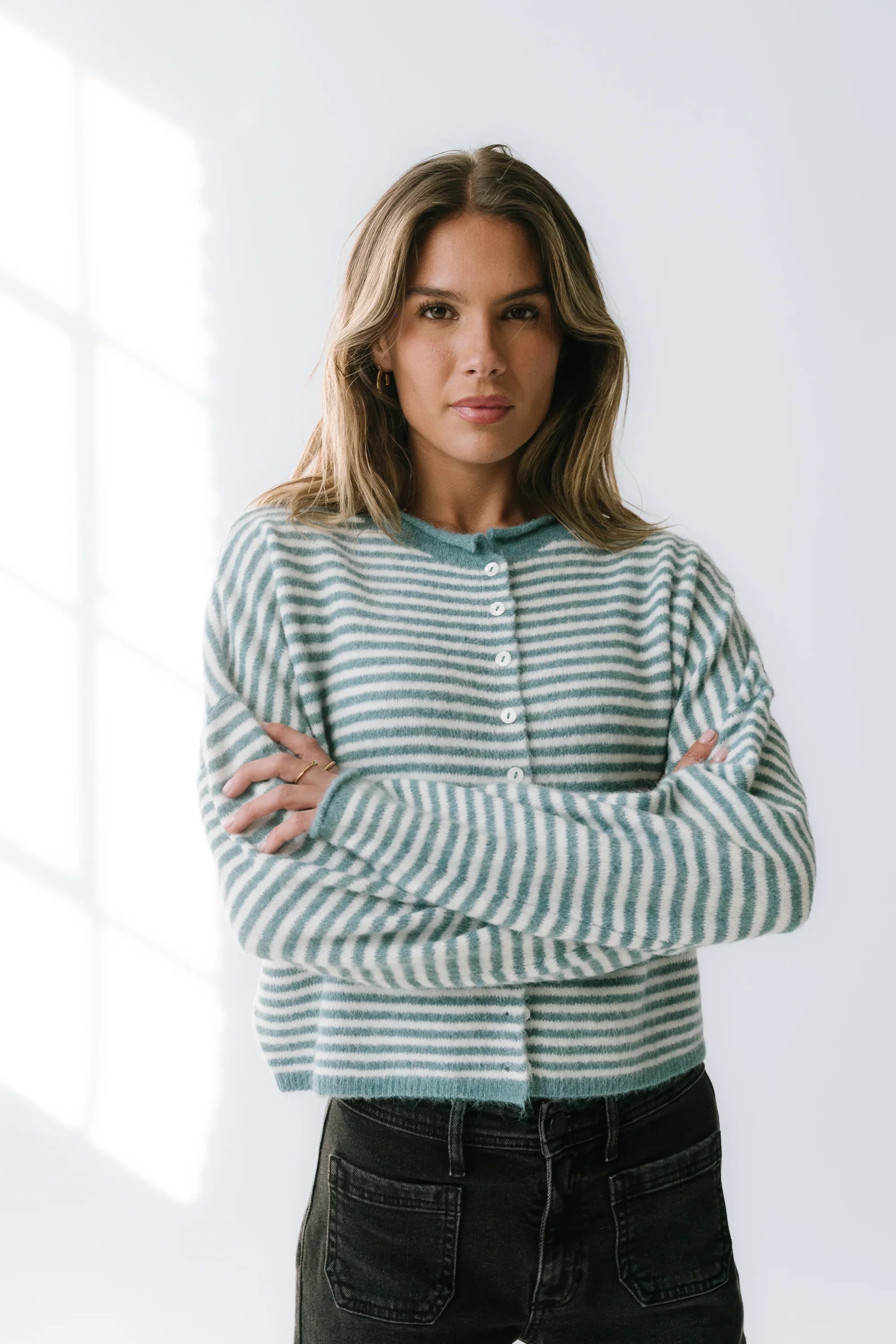 Miriam Striped Cardigan in Blue