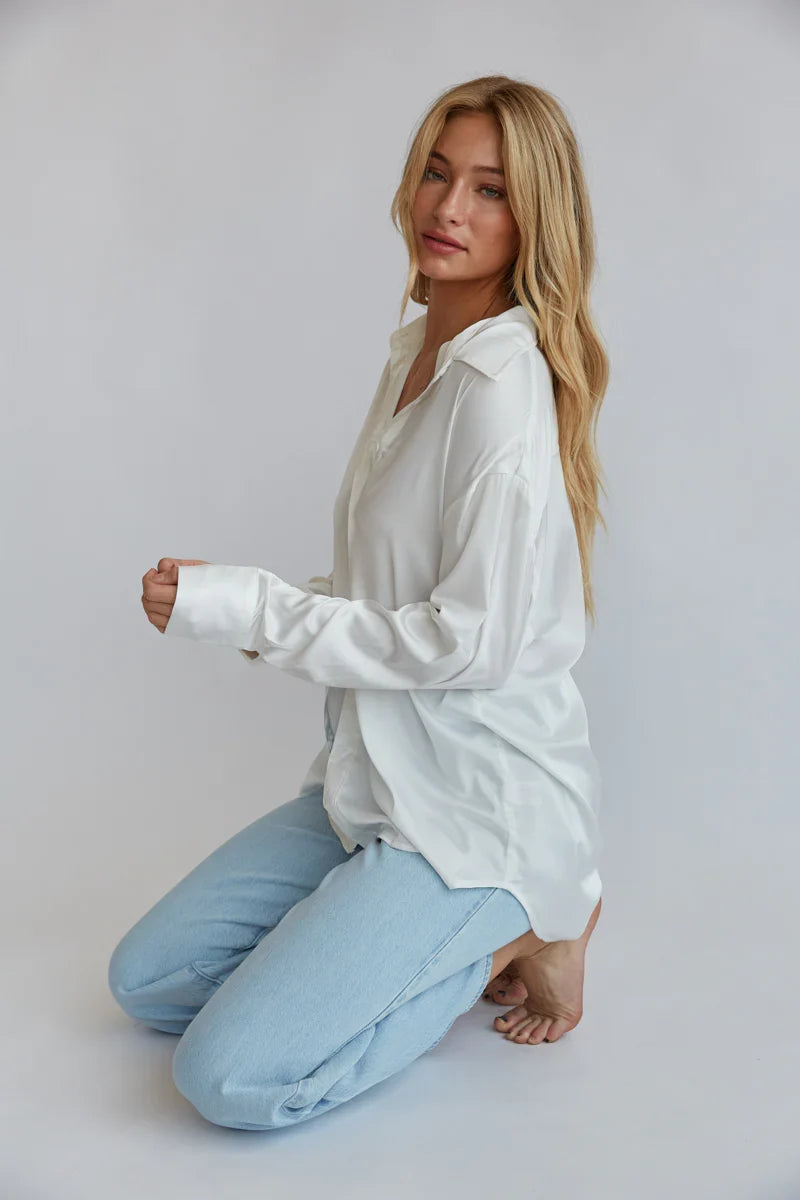 Jonna Satin Button Up Shirt
