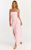 Connie Midi Dress Ruffle Detail Dress in Pink