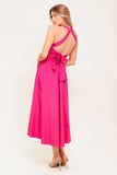 SOLEIL FUCHSIA HALTER MIDI DRESS