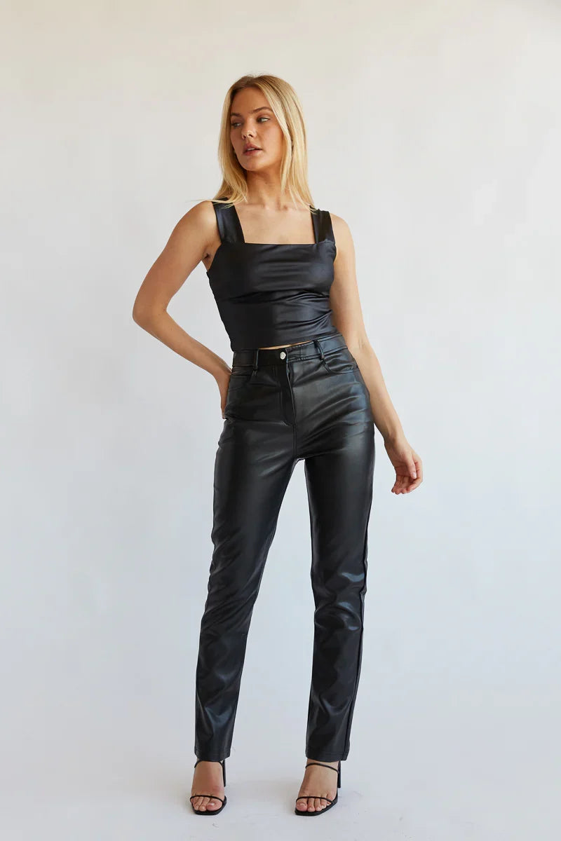 Katella Vegan Leather Straight Leg Pants