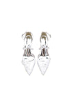 Pointed Toe Ivory Chunky Heels with Lace