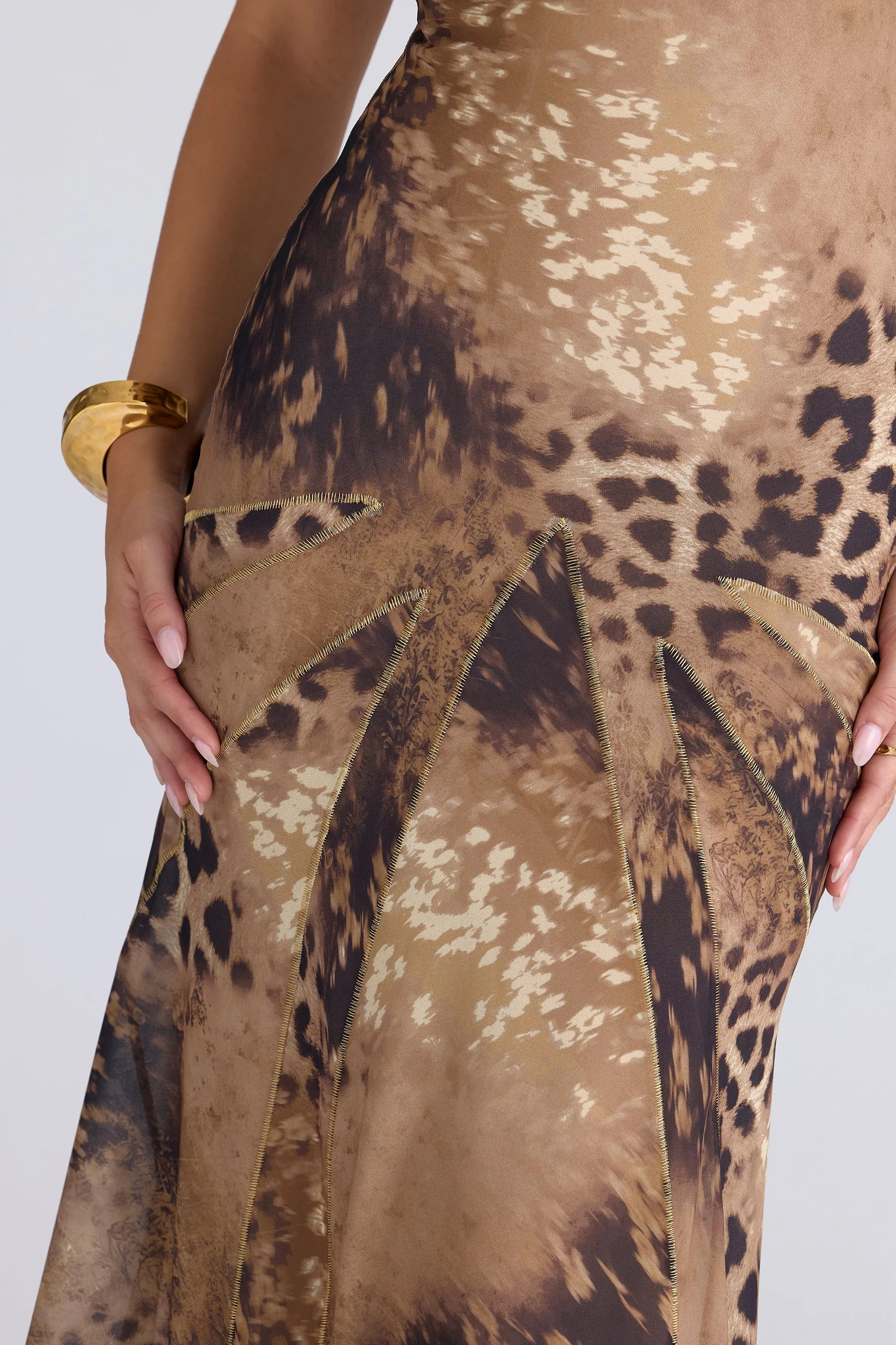 leopard print georgette panelled maxi dress limited edition