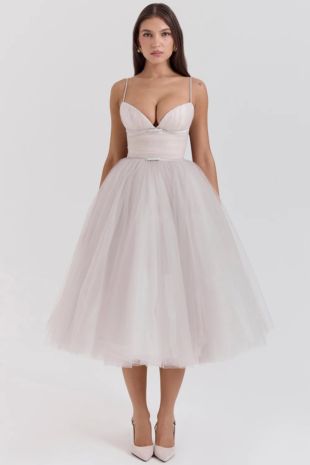 french dove tulle midi dress sale