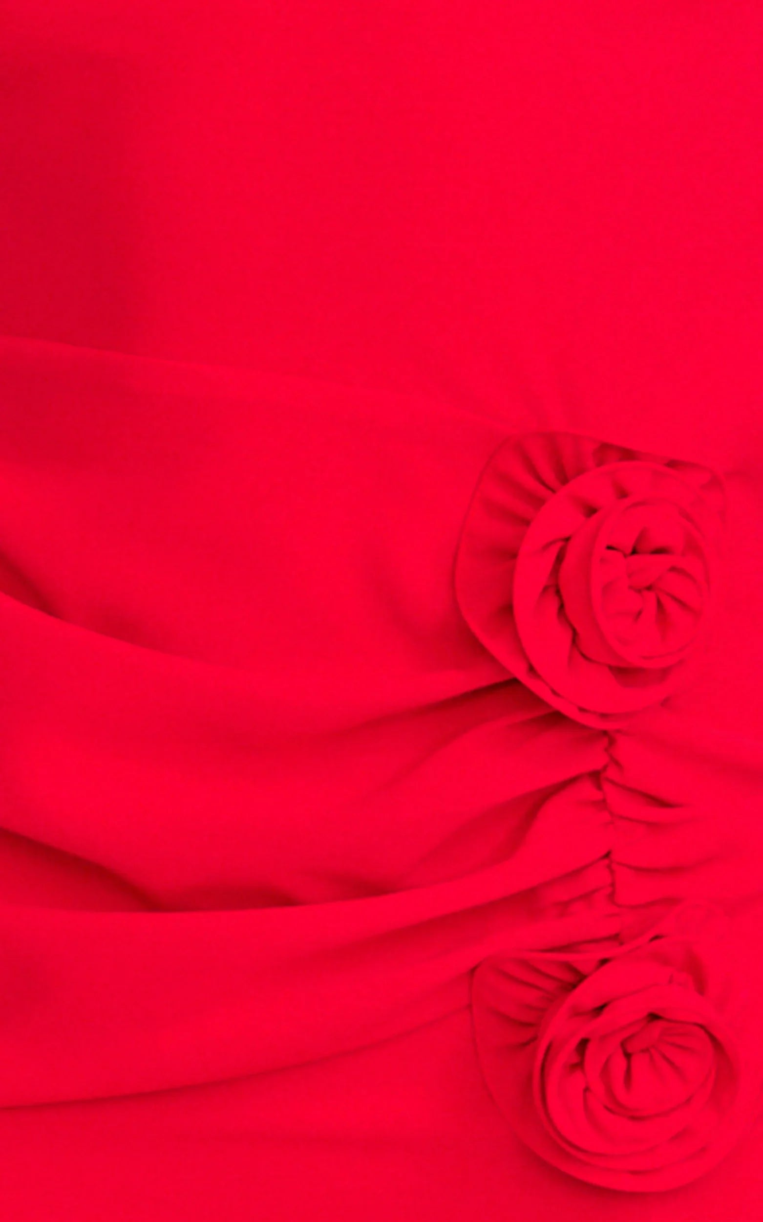 Vivienne Maxi Dress Boat Neck Long Sleeve Rosette Detail Dress in Red