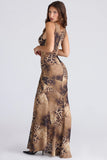 leopard print georgette panelled maxi dress limited edition