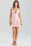pink satin corset mini dress